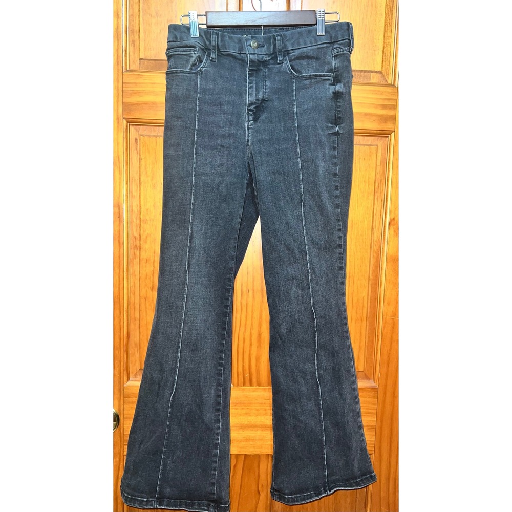 Ryegrass Womens High Rise Flare Jeans Washed Black Front Seam Size‎ 10 Stretch